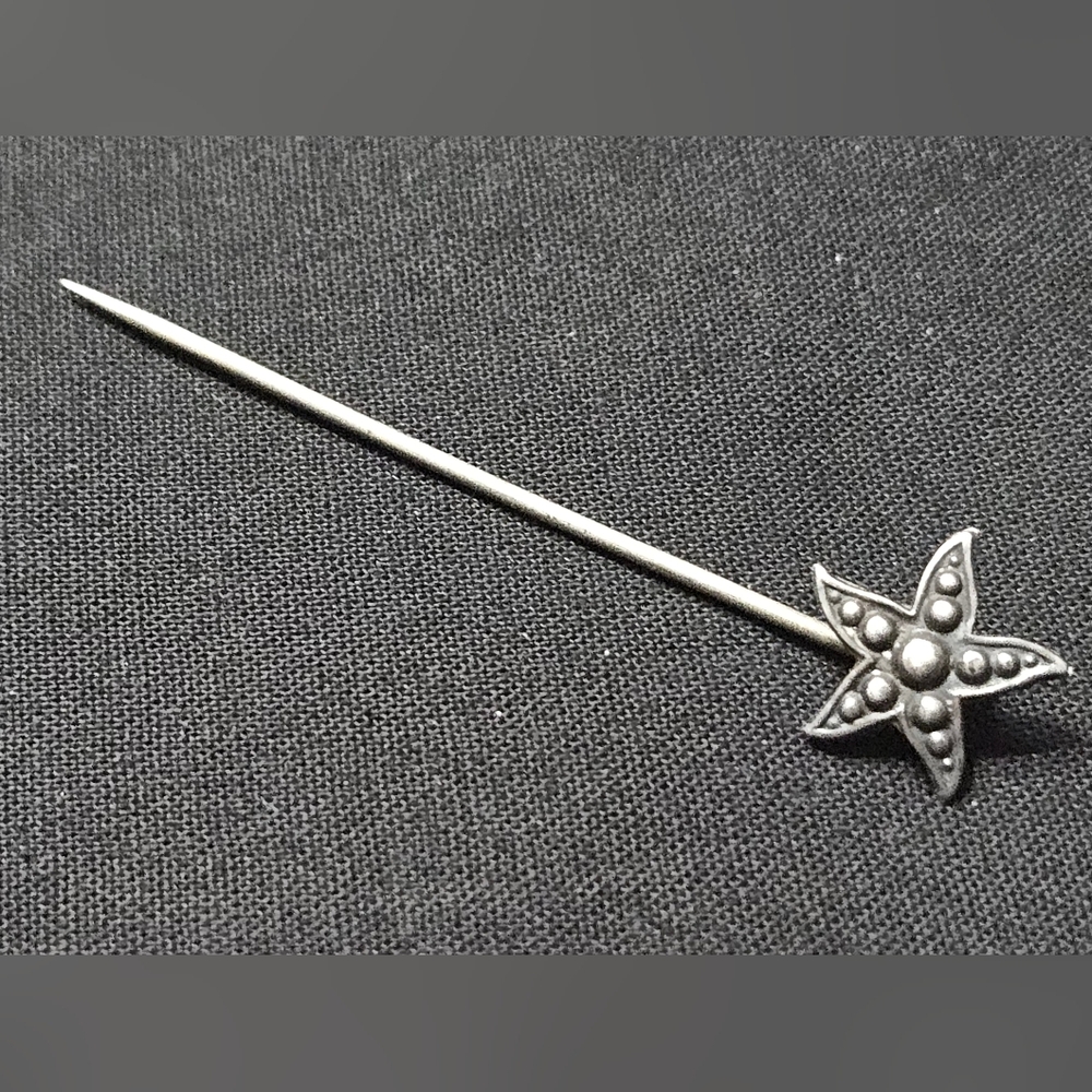 Vintage Elegant Sterling Silver And Plated Starfish Hatpin/ Brooch